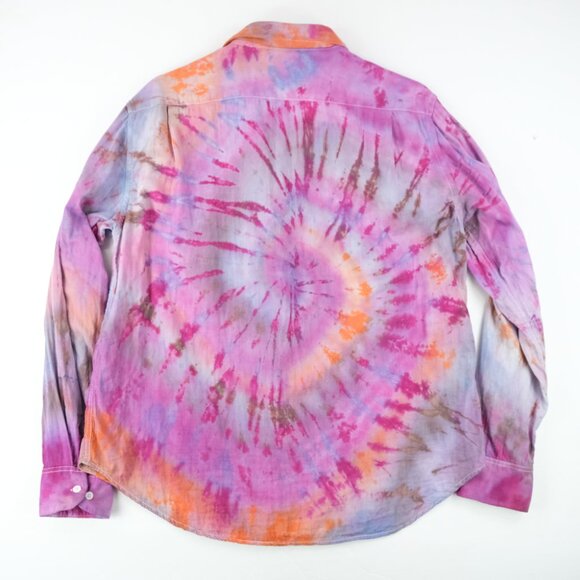 Carbon 2 Cobalt Shirt Mens L Multicolor Flannel Button Long Sleeve Soft Tie Dye - Picture 2 of 5